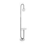 GloboStar® CORDELIA 02026 Μοντέρνο Επιδαπέδιο Φωτιστικό Μονόφωτο 1 x E27 IP20  - Μαύρο Αλουμίνιο, Λευκό Γυαλί με Λευκό Μάρμαρο - Μ30 x Π38 x Υ180cm