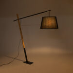 GloboStar® KELSIE 02029 Μοντέρνο Επιδαπέδιο Φωτιστικό Μονόφωτο 1 x E27 IP20 Μαύρο Μέταλλο, Μαύρο Ύφασμα με Μπεζ Ξύλο - Μ40 x Π125 x Υ140cm - Image 2