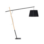 GloboStar® KELSIE 02029 Μοντέρνο Επιδαπέδιο Φωτιστικό Μονόφωτο 1 x E27 IP20 Μαύρο Μέταλλο, Μαύρο Ύφασμα με Μπεζ Ξύλο - Μ40 x Π125 x Υ140cm - Image 3