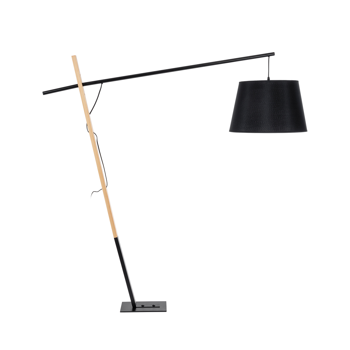 GloboStar® KELSIE 02029 Μοντέρνο Επιδαπέδιο Φωτιστικό Μονόφωτο 1 x E27 IP20 Μαύρο Μέταλλο, Μαύρο Ύφασμα με Μπεζ Ξύλο - Μ40 x Π125 x Υ140cm - Image 3