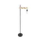 GloboStar® MINDELO 02033 Μοντέρνο Επιδαπέδιο Φωτιστικό Μονόφωτο 1 x E27 IP20 Μαύρο Μέταλλο με Μπεζ Ξύλο - Μ35 x Π24 x Υ150cm - Image 4