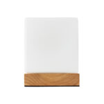 GloboStar® DERYA 02035 Μοντέρνο Επιτραπέζιο Φωτιστικό Μονόφωτο 1 x E27 AC220-240V IP20 - Μ12 x Π12 x Υ15cm - Μπεζ Ξύλινη Βάση με Λευκό Γαλακτερό Γυαλί - Image 4