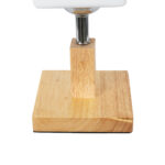 GloboStar® COVE 02037 Μοντέρνο Επιτραπέζιο Φωτιστικό Μονόφωτο 1 x E27 AC220-240V IP20 - Μ12 x Π12 x Υ25cm - Μπεζ Ξύλινο & Γυάλινο Γαλακτερό Κύβο - Image 5