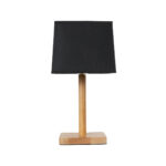 GloboStar® KOLIPE 02039 Μοντέρνο Επιτραπέζιο Φωτιστικό Μονόφωτο 1 x E27 AC220-240V IP20 - Μ20 x Π20 x Υ38cm - Μπεζ Ξύλινη Βάση με Μαύρο Πλεκτό Καπέλο - Image 4