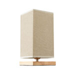 GloboStar® ARUBA 02041 Μοντέρνο Επιτραπέζιο Φωτιστικό Μονόφωτο 1 x E27 AC220-240V IP20 - Μ15 x Π15 x Υ30cm - Μπεζ Ξύλινη Βάση με Μπεζ Πλεκτό Καπέλο - Image 3