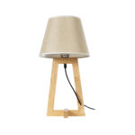 GloboStar® TAKIKO 02042 Μοντέρνο Επιτραπέζιο Φωτιστικό Μονόφωτο 1 x E27 AC220-240V IP20 - Φ25 x Υ48cm - Μπεζ Ξύλινη Βάση & Μπεζ Πλεκτό Καπέλο - Image 4