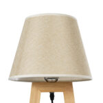 GloboStar® TAKIKO 02042 Μοντέρνο Επιτραπέζιο Φωτιστικό Μονόφωτο 1 x E27 AC220-240V IP20 - Φ25 x Υ48cm - Μπεζ Ξύλινη Βάση & Μπεζ Πλεκτό Καπέλο - Image 5