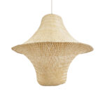 GloboStar® JUNIPER 02047 Boho Κρεμαστό Φωτιστικό Καμπάνα Μονόφωτο 1 x E27 IP20 Μπεζ Ξύλο - Μ100 x Π100 x Υ90cm