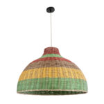 GloboStar® CABALLEROS 02054 Boho Κρεμαστό Φωτιστικό Καμπάνα Μονόφωτο 1 x E27 IP20 Πολύχρωμο Ξύλο - Μ70 x Π70 x Υ48cm - Image 3
