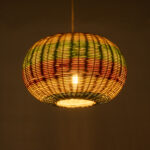 GloboStar® CABALLEROS 02055 Boho Κρεμαστό Φωτιστικό Πλέγμα Μονόφωτο 1 x E27 IP20 Πολύχρωμο Ξύλο - Μ40 x Π40 x Υ25cm - Image 2
