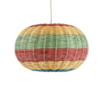 GloboStar® CABALLEROS 02055 Boho Κρεμαστό Φωτιστικό Πλέγμα Μονόφωτο 1 x E27 IP20 Πολύχρωμο Ξύλο - Μ40 x Π40 x Υ25cm - Image 4