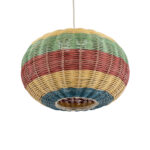 GloboStar® CABALLEROS 02055 Boho Κρεμαστό Φωτιστικό Πλέγμα Μονόφωτο 1 x E27 IP20 Πολύχρωμο Ξύλο - Μ40 x Π40 x Υ25cm - Image 5