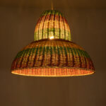 GloboStar® CABALLEROS 02058 Boho Κρεμαστό Φωτιστικό Καμπάνα Μονόφωτο 1 x E27 IP20 Πολύχρωμο Ξύλο - Μ70 x Π70 x Υ60cm - Image 2