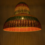 GloboStar® CABALLEROS 02059 Boho Κρεμαστό Φωτιστικό Καμπάνα Μονόφωτο 1 x E27 IP20 Πολύχρωμο Ξύλο - Μ100 x Π100 x Υ80cm - Image 2