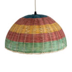 GloboStar® CABALLEROS 02060 Boho Κρεμαστό Φωτιστικό Καμπάνα Μονόφωτο 1 x E27 IP20 Πολύχρωμο Ξύλο - Μ40 x Π40 x Υ20cm - Image 6