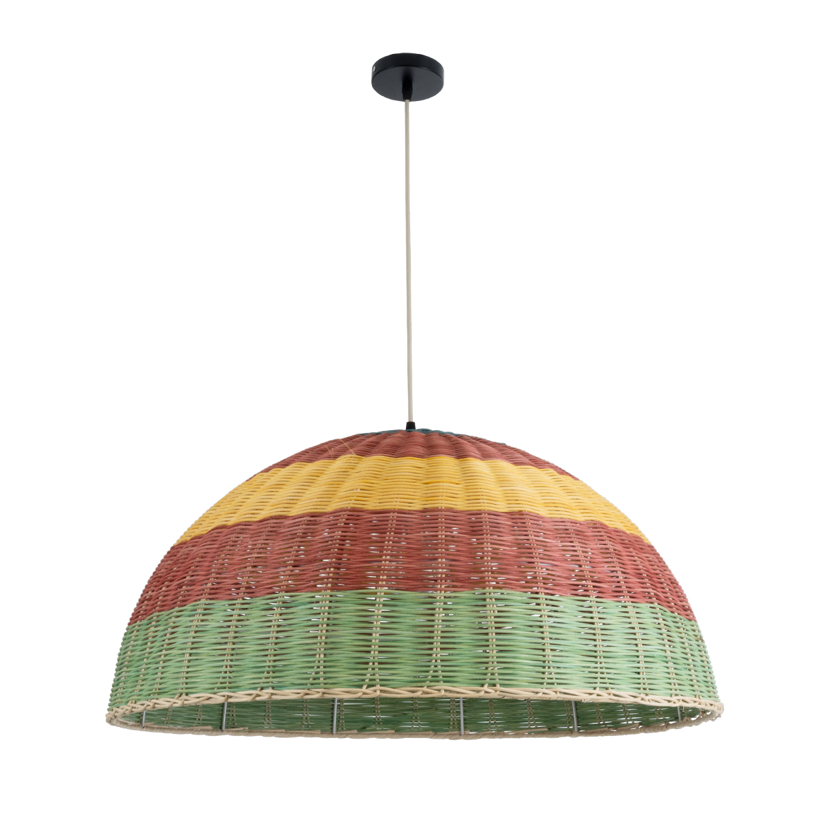 GloboStar® CABALLEROS 02061 Boho Κρεμαστό Φωτιστικό Καμπάνα Μονόφωτο 1 x E27 IP20 Πολύχρωμο Ξύλο - Μ70 x Π70 x Υ34cm - Image 3