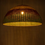 GloboStar® CABALLEROS 02062 Boho Κρεμαστό Φωτιστικό Καμπάνα Μονόφωτο 1 x E27 IP20 Πολύχρωμο Ξύλο - Μ100 x Π100 x Υ53cm - Image 2
