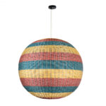 GloboStar® CABALLEROS 02064 Boho Κρεμαστό Φωτιστικό Μπάλα Μονόφωτο 1 x E27 IP20 Πολύχρωμο Ξύλο - Μ100 x Π100 x Υ100cm - Image 3