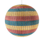 GloboStar® CABALLEROS 02064 Boho Κρεμαστό Φωτιστικό Μπάλα Μονόφωτο 1 x E27 IP20 Πολύχρωμο Ξύλο - Μ100 x Π100 x Υ100cm - Image 4