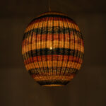 GloboStar® CABALLEROS 02066 Boho Κρεμαστό Φωτιστικό Πλέγμα Μονόφωτο 1 x E27 IP20 Πολύχρωμο Ξύλο - Μ70 x Π70 x Υ80cm - Image 2