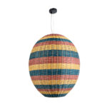 GloboStar® CABALLEROS 02066 Boho Κρεμαστό Φωτιστικό Πλέγμα Μονόφωτο 1 x E27 IP20 Πολύχρωμο Ξύλο - Μ70 x Π70 x Υ80cm - Image 3