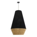 GloboStar® SALERNO 02080 Boho Κρεμαστό Φωτιστικό Πλέγμα Μονόφωτο 1 x E27 IP20 Μαύρο & Μπεζ Σχοινί - Μ50 x Π50 x Υ80cm - Image 3