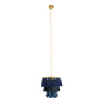 GloboStar® MISSOULA 02085 Boho Κρεμαστό Φωτιστικό Σχοινί Μονόφωτο 1 x E27 IP20 Μπλε & Μαύρο Ύφασμα με Χρυσό Μέταλλο - Μ30 x Π30 x Υ40cm - Image 3