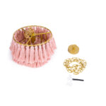 GloboStar® MISSOULA 02086 Boho Κρεμαστό Φωτιστικό Σχοινί Μονόφωτο 1 x E27 IP20 Ροζ Ύφασμα με Χρυσό Μέταλλο - Μ30 x Π30 x Υ40cm - Image 9