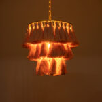 GloboStar® MISSOULA 02086 Boho Κρεμαστό Φωτιστικό Σχοινί Μονόφωτο 1 x E27 IP20 Ροζ Ύφασμα με Χρυσό Μέταλλο - Μ30 x Π30 x Υ40cm - Image 2