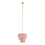 GloboStar® MISSOULA 02086 Boho Κρεμαστό Φωτιστικό Σχοινί Μονόφωτο 1 x E27 IP20 Ροζ Ύφασμα με Χρυσό Μέταλλο - Μ30 x Π30 x Υ40cm - Image 3