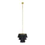 GloboStar® MISSOULA 02087 Boho Κρεμαστό Φωτιστικό Σχοινί Μονόφωτο 1 x E27 IP20 Μαύρο Ύφασμα με Χρυσό Μέταλλο - Μ30 x Π30 x Υ40cm - Image 3