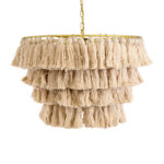 GloboStar® MISSOULA 02088 Boho Κρεμαστό Φωτιστικό Σχοινί Μονόφωτο 1 x E27 IP20 Μπεζ Ύφασμα με Χρυσό Μέταλλο - Μ60 x Π60 x Υ40cm - Image 4
