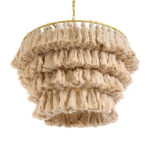 GloboStar® MISSOULA 02088 Boho Κρεμαστό Φωτιστικό Σχοινί Μονόφωτο 1 x E27 IP20 Μπεζ Ύφασμα με Χρυσό Μέταλλο - Μ60 x Π60 x Υ40cm - Image 5