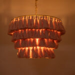 GloboStar® MISSOULA 02090 Boho Κρεμαστό Φωτιστικό Σχοινί Μονόφωτο 1 x E27 IP20 Ροζ Ύφασμα με Χρυσό Μέταλλο - Μ60 x Π60 x Υ40cm - Image 2