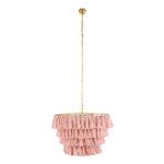 GloboStar® MISSOULA 02090 Boho Κρεμαστό Φωτιστικό Σχοινί Μονόφωτο 1 x E27 IP20 Ροζ Ύφασμα με Χρυσό Μέταλλο - Μ60 x Π60 x Υ40cm - Image 3