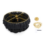 GloboStar® MISSOULA 02091 Boho Κρεμαστό Φωτιστικό Σχοινί Μονόφωτο 1 x E27 IP20 Μαύρο Ύφασμα με Χρυσό Μέταλλο - Μ60 x Π60 x Υ40cm - Image 9