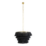 GloboStar® MISSOULA 02091 Boho Κρεμαστό Φωτιστικό Σχοινί Μονόφωτο 1 x E27 IP20 Μαύρο Ύφασμα με Χρυσό Μέταλλο - Μ60 x Π60 x Υ40cm - Image 3