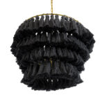 GloboStar® MISSOULA 02091 Boho Κρεμαστό Φωτιστικό Σχοινί Μονόφωτο 1 x E27 IP20 Μαύρο Ύφασμα με Χρυσό Μέταλλο - Μ60 x Π60 x Υ40cm - Image 5