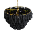 GloboStar® MISSOULA 02091 Boho Κρεμαστό Φωτιστικό Σχοινί Μονόφωτο 1 x E27 IP20 Μαύρο Ύφασμα με Χρυσό Μέταλλο - Μ60 x Π60 x Υ40cm - Image 6