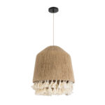 GloboStar® PUERTORICO 02092 Boho Κρεμαστό Φωτιστικό Καμπάνα Μονόφωτο 1 x E27 IP20 Μπεζ & Λευκό Σχοινί - Μ40 x Π40 x Υ45cm - Image 3