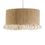 GloboStar® PUERTORICO 02094 Boho Κρεμαστό Φωτιστικό Καπέλο Μονόφωτο 1 x E27 IP20 Μπεζ & Λευκό Σχοινί - Μ50 x Π50 x Υ27cm - Image 4
