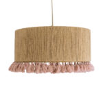 GloboStar® PUERTORICO 02096 Boho Κρεμαστό Φωτιστικό Καπέλο Μονόφωτο 1 x E27 IP20 Μπεζ & Ροζ Σχοινί - Μ50 x Π50 x Υ27cm - Image 4