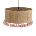 GloboStar® PUERTORICO 02096 Boho Κρεμαστό Φωτιστικό Καπέλο Μονόφωτο 1 x E27 IP20 Μπεζ & Ροζ Σχοινί - Μ50 x Π50 x Υ27cm - Image 6