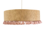GloboStar® PUERTORICO 02097 Boho Κρεμαστό Φωτιστικό Καπέλο Τρίφωτο 3 x E27 IP20 Μπεζ & Ροζ Σχοινί - Μ80 x Π80 x Υ27cm - Image 4
