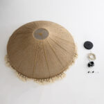 GloboStar® PUERTORICO 02099 Boho Κρεμαστό Φωτιστικό Καμπάνα Τριφωτο 3 x E27 IP20 Μπεζ & Λευκό Σχοινί - Μ80 x Π80 x Υ35cm - Image 9