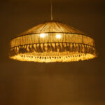 GloboStar® PUERTORICO 02099 Boho Κρεμαστό Φωτιστικό Καμπάνα Τριφωτο 3 x E27 IP20 Μπεζ & Λευκό Σχοινί - Μ80 x Π80 x Υ35cm - Image 2