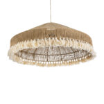 GloboStar® PUERTORICO 02099 Boho Κρεμαστό Φωτιστικό Καμπάνα Τριφωτο 3 x E27 IP20 Μπεζ & Λευκό Σχοινί - Μ80 x Π80 x Υ35cm - Image 5