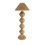 GloboStar® LUANA 02108 Boho Επιδαπέδιο Φωτιστικό Μονόφωτο 1 x E27 IP20 Μπεζ Ράφια - Μ60 x Π60 x Υ150cm - Image 3