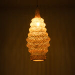 GloboStar® MAUI 02114 Boho Κρεμαστό Φωτιστικό Πλέγμα Μονόφωτο 1 x E27 IP20 Μπεζ Ξύλο - Μ30 x Π30 x Y77cm - Image 2