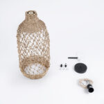 GloboStar® ECUADOR 02116 Boho Κρεμαστό Φωτιστικό Πλέγμα Μονόφωτο 1 x E27 IP20 Μπεζ Rattan - Μ23 x Π23 x Υ50cm - Image 9